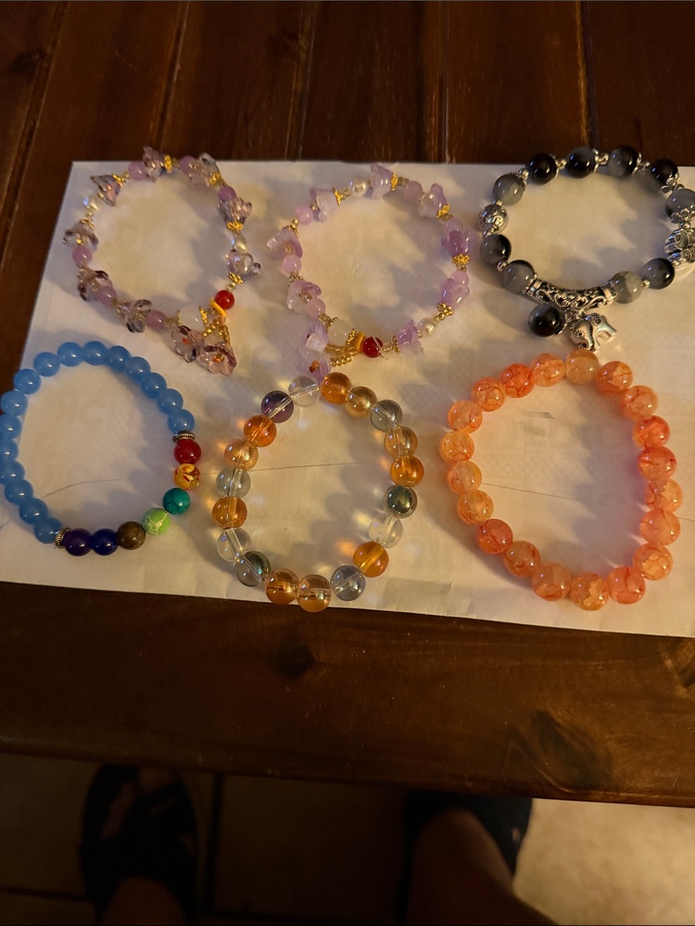 Multi-Color Beaded set of 6 beaded bracelets #12